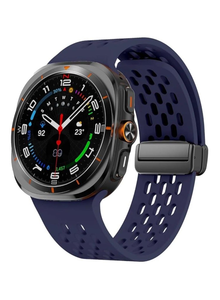 Breathable Bands Compatible with Samsung Galaxy Watch 7 Ultra Band 47mm, Silicone Sport Strap for Galaxy Watch Ultra 2024 Men Women (Blue) - Image 1
