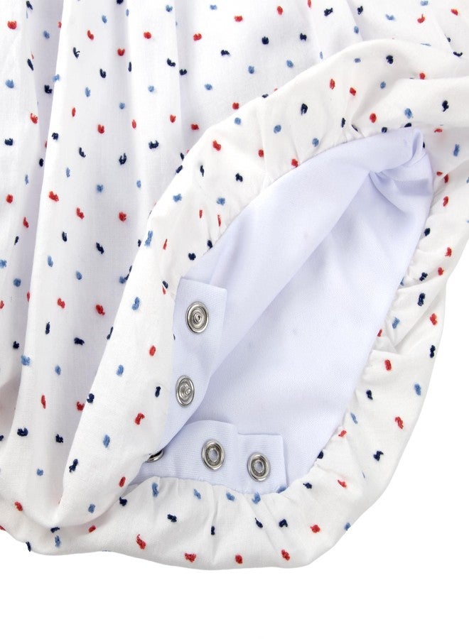 Baby Essentials Baby Girl Romper with Headband,100% Cotton Infant Outfit Spring Summer Baby Clothes, (3 Months, White Blue Red Rose) - Image 4