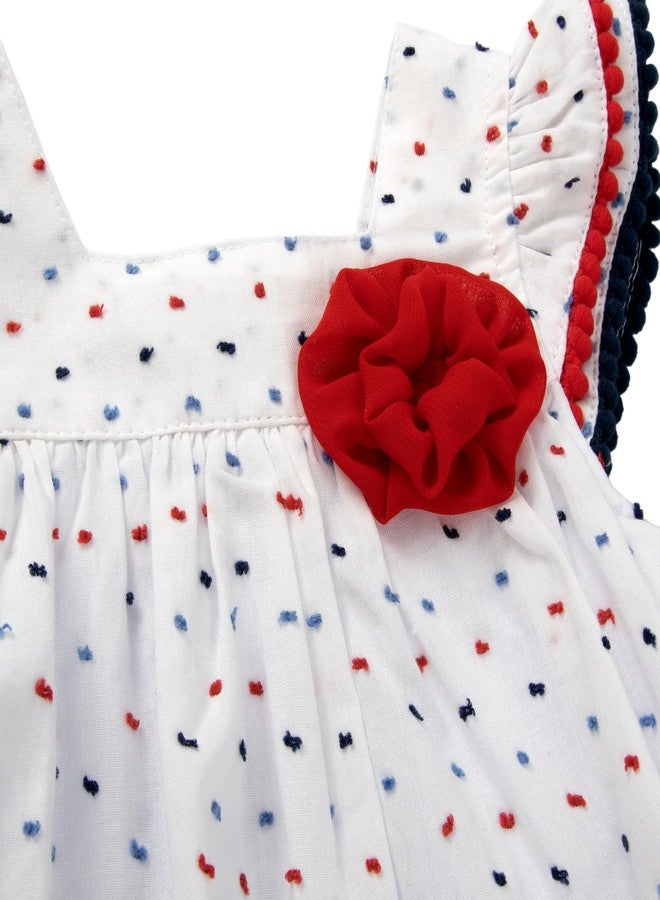 Baby Essentials Baby Girl Romper with Headband,100% Cotton Infant Outfit Spring Summer Baby Clothes, (3 Months, White Blue Red Rose) - Image 3