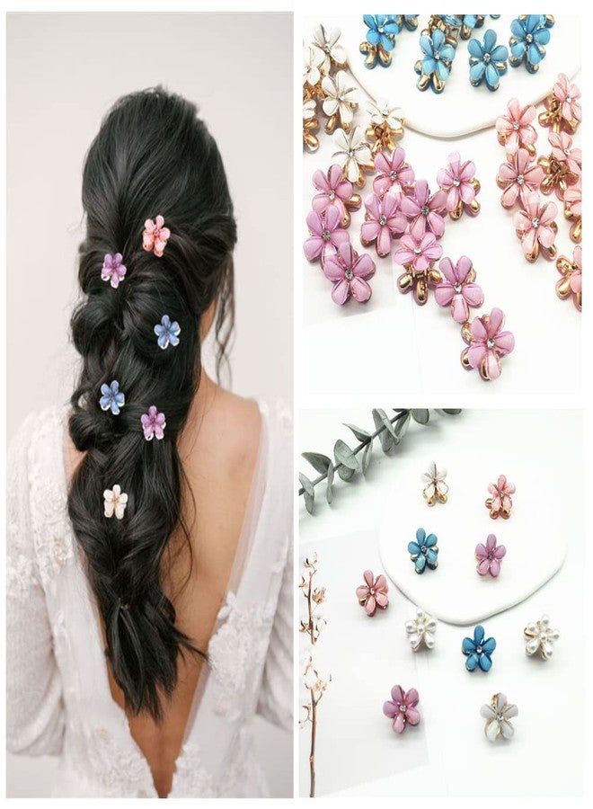WECROO Flower Design Mini Pearl Claw Clips, Cute Rhinestone Hair Barrettes, Sweet Daisy Artificial Bangs Clips, Korean Hair Accessories for Women & Girls (Multicolor, Pack of 12) - Image 3