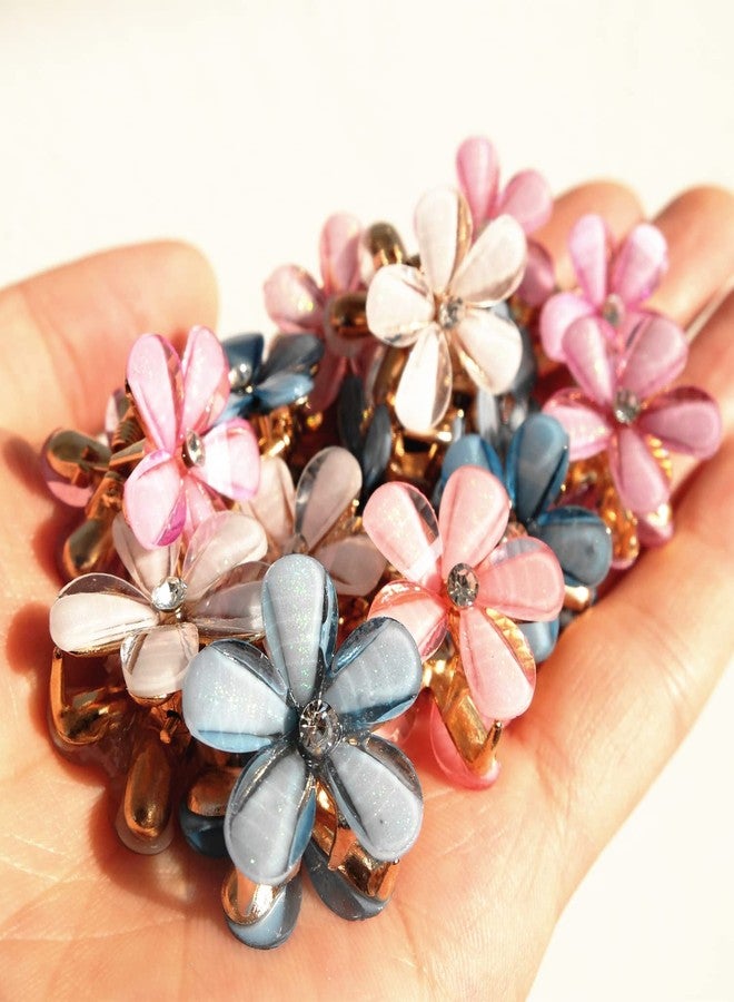 WECROO Flower Design Mini Pearl Claw Clips, Cute Rhinestone Hair Barrettes, Sweet Daisy Artificial Bangs Clips, Korean Hair Accessories for Women & Girls (Multicolor, Pack of 12) - Image 4