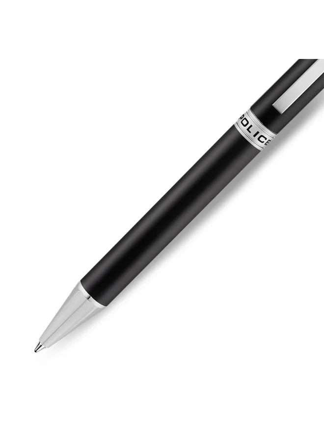Police Black/Silver Felix Stainless Steel Trims Twist Ballpoint Pen for Men, Blue Ink for Men | Best Price UAE