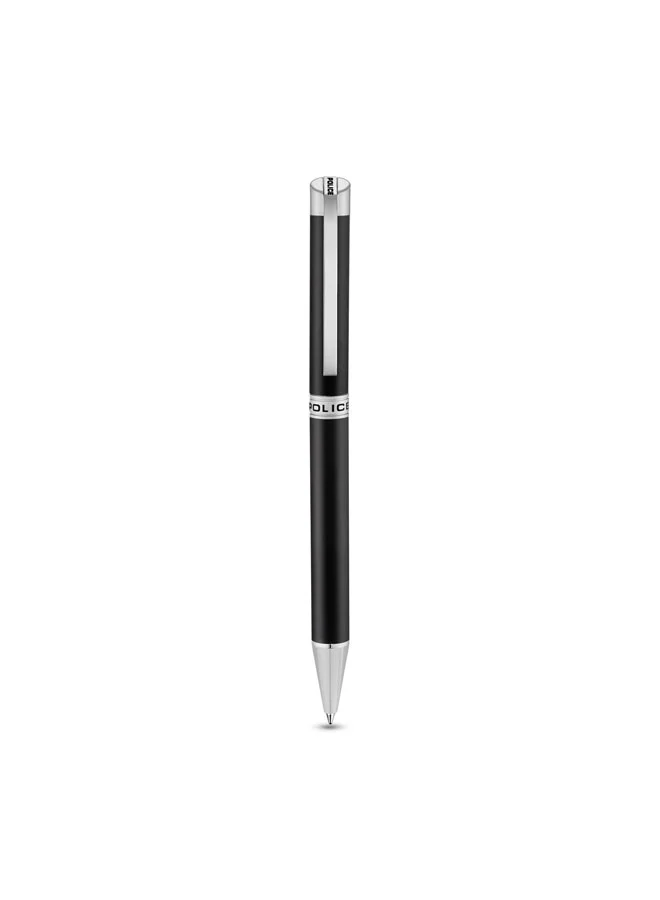 POLICE Felix Stainless Steel Trims Twist Ballpoint Pen for Men, Blue Ink
