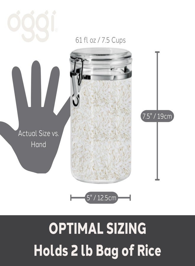 أوجي علبة تخزين طعام شفافة متوسطة الحجم من أوجي بغطاء محكم الإغلاق، سعة 61 أونصة - حاوية تخزين طعام كبيرة محكمة الإغلاق، مناسبة لتخزين المواد الغذائية الجافة بكميات كبيرة، والمعكرونة، والدقيق، والسكر، والقهوة، والأرز، والشاي، والتوابل، والأعشاب في المطبخ وخزانة المؤن. - Image 5
