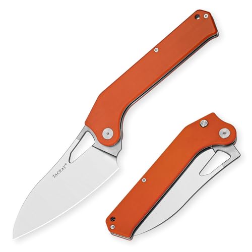 TACRAY Folding Kitchen Chef Knife, 4.4" Foldable Camping Knife with 10cr15mov Stainless Steel Blade, Anti-skidding and Ergonomic Designed G10 Handle for both Indoor and Outdoor Cooking - Image 1