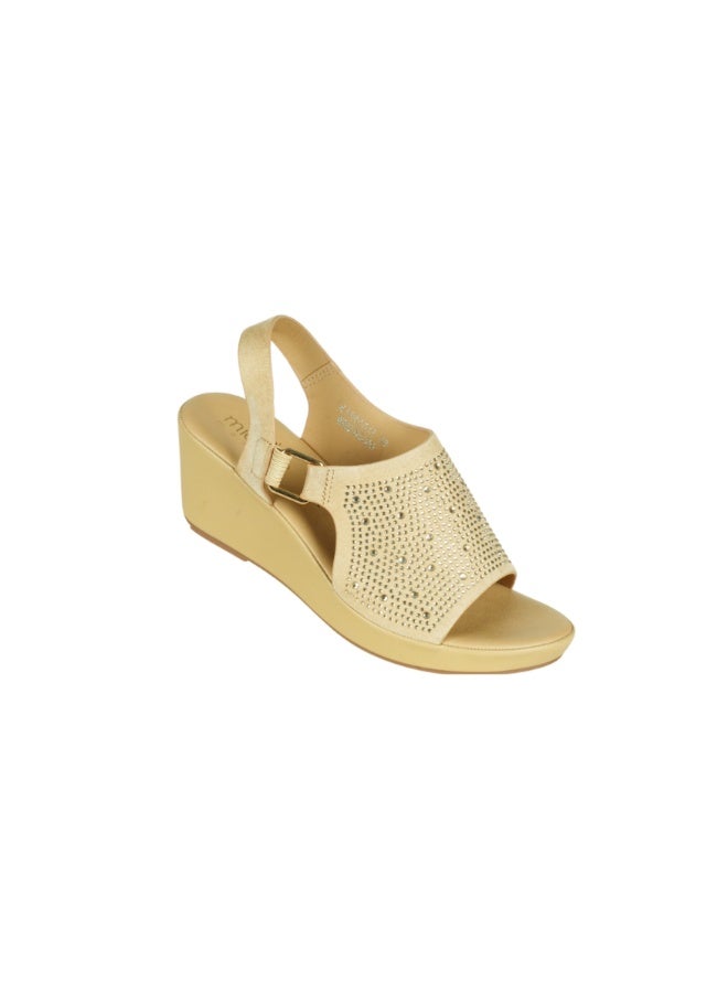 Michelle Morgan 092-3003 Michelle Morgan Ladies Wedge Backstrap Sandals4RC013 Gold - Image 2