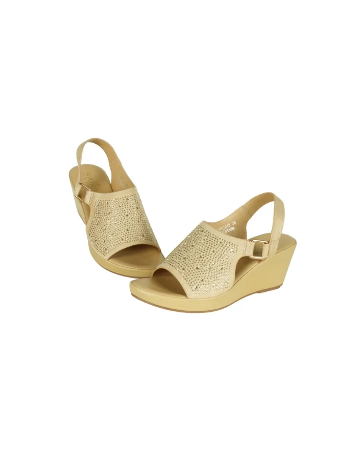 Michelle Morgan  092-3003 Michelle Morgan Ladies Wedge Backstrap Sandals4RC013 Gold  | Best Price UAE