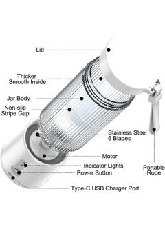 Portable Juicer Blender Personal Size Blender-15.2Oz USB Rechargeable 4000mAh Mini Blender | 6 Blades Shakes and Smoothies Juicer Cup | BPA-Free Food Mixer for Home Sport Outdoor Travel Blender(White) - pzsku/ZB4C15B8C1A9126F27306Z/45/_/1703748722/d9fe38f3-8961-4472-8066-37b9b813fcfc