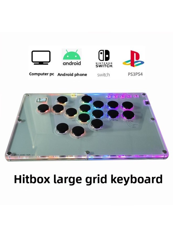 General HITBOX Large Size Fighting Keyboard STEAM Street Fighter 6 Game SOCD Rear Cover DualShock4 Controller-Product Color:SKY2040 16A Hot Plug Transparent Yellow  - Image 4