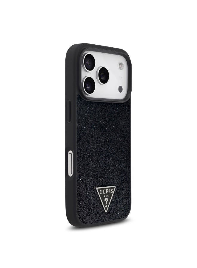 GUESS iPhone 17 Pro MagSafe PU Leather Fixed Glitter Case With Triangle Logo / Magsafe Compatible / Ultra Slim / lightweight design / Easy Installation - Black - Image 4