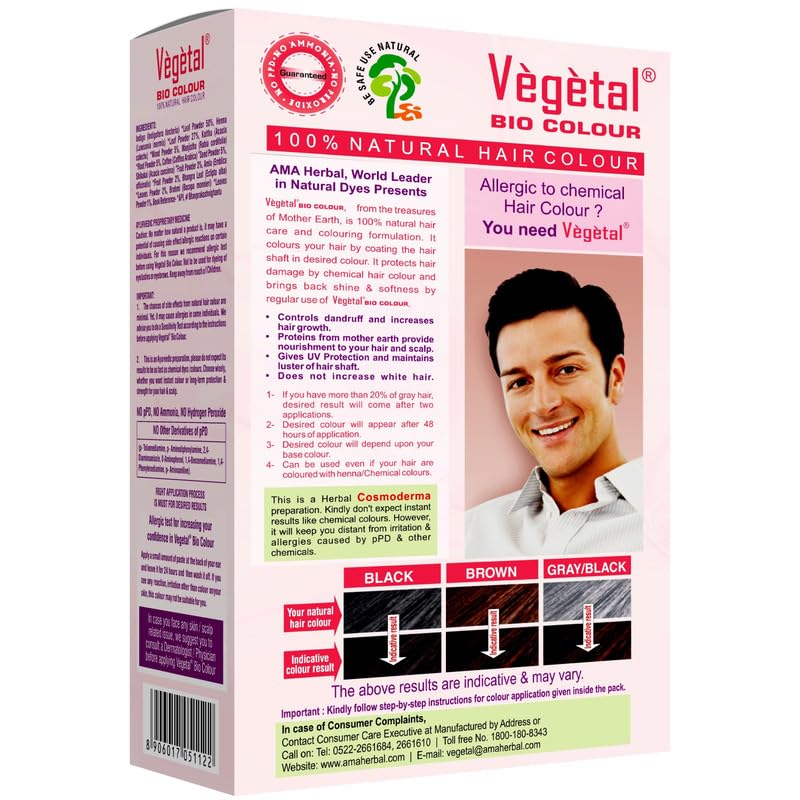 Vegetal Bio Hair Colour Dark Brown 50g Pack of 6 Achieve Natural AmmoniaFree Hair Color PPDFree 100 Herbal Certified Organic for Men and Women - Image 2