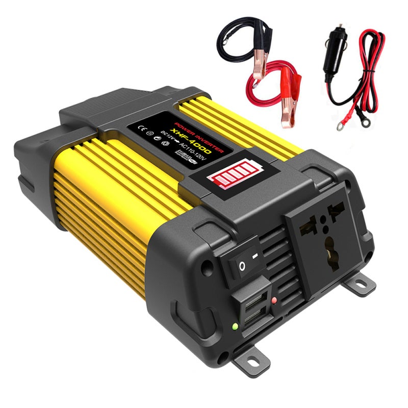 محول طاقة السيارة 300 واط 12 فولت إلى 110 فولت محول تيار مستمر إلى تيار متناوب - شاشة بطارية LED ومنفذي USB ومقبس عالمي للطوارئ في السيارة والتخييم - Image 1