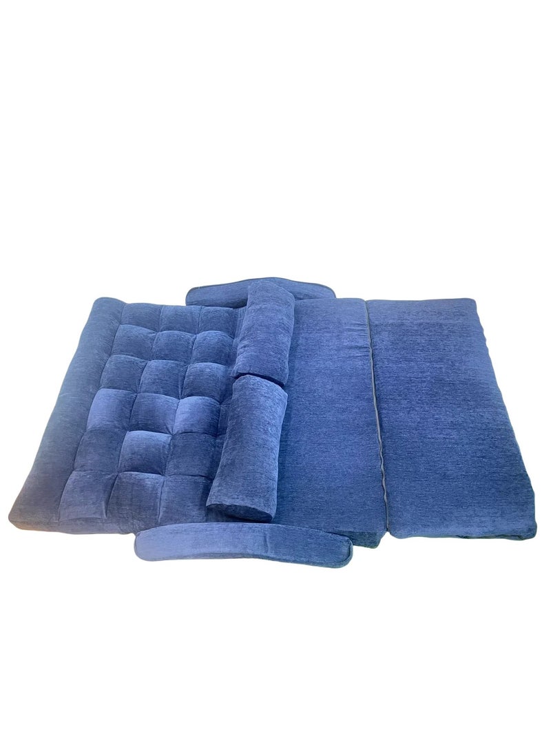 Folding Sofa Floor Chair Comfort Bed with Double Pillows Adjustable Back