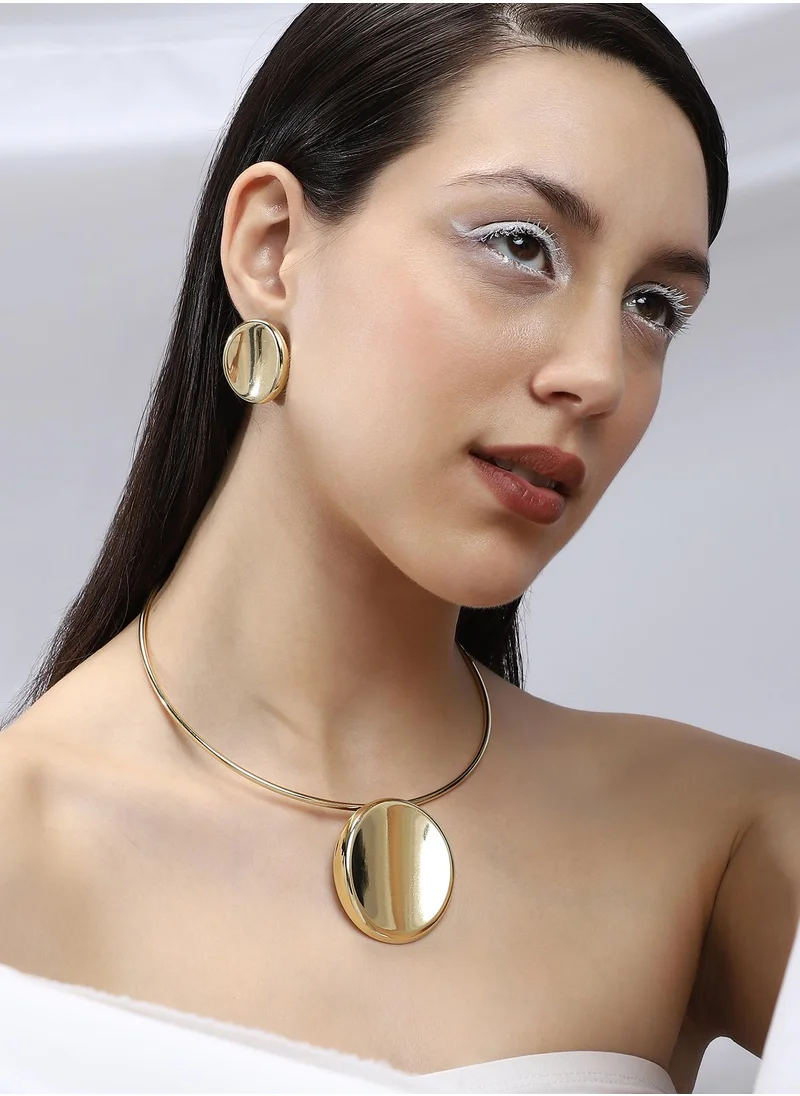 SOHI SOHI Women's The Gilded-Ripple Jewellery Set For Casual Wear | California Gold Colour | Alloy Material | Adjustable Closure | MetallicJewellery Set | Jewellery Set For Women & Girls