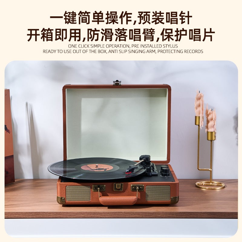 In-Stock Vintage Audio Gramophone Portable Bluetooth Suitcase Vinyl Record Player Retro Gift Birthday - Image 3
