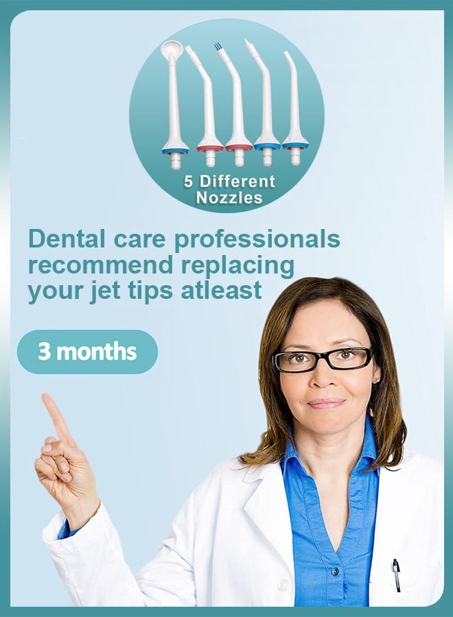 DBLEW Universal 5 Pack Replacement Tips For Water Flossers Standard Oral Irrigator Jets Tongue Cleaner Orthodontic Dental Plaque Periodontal Heads - Image 2