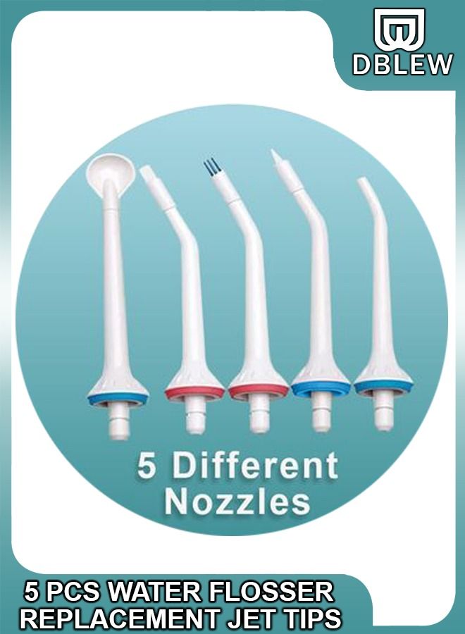 DBLEW Universal 5 Pack Replacement Tips For Water Flossers Standard Oral Irrigator Jets Tongue Cleaner Orthodontic Dental Plaque Periodontal Heads - Image 1