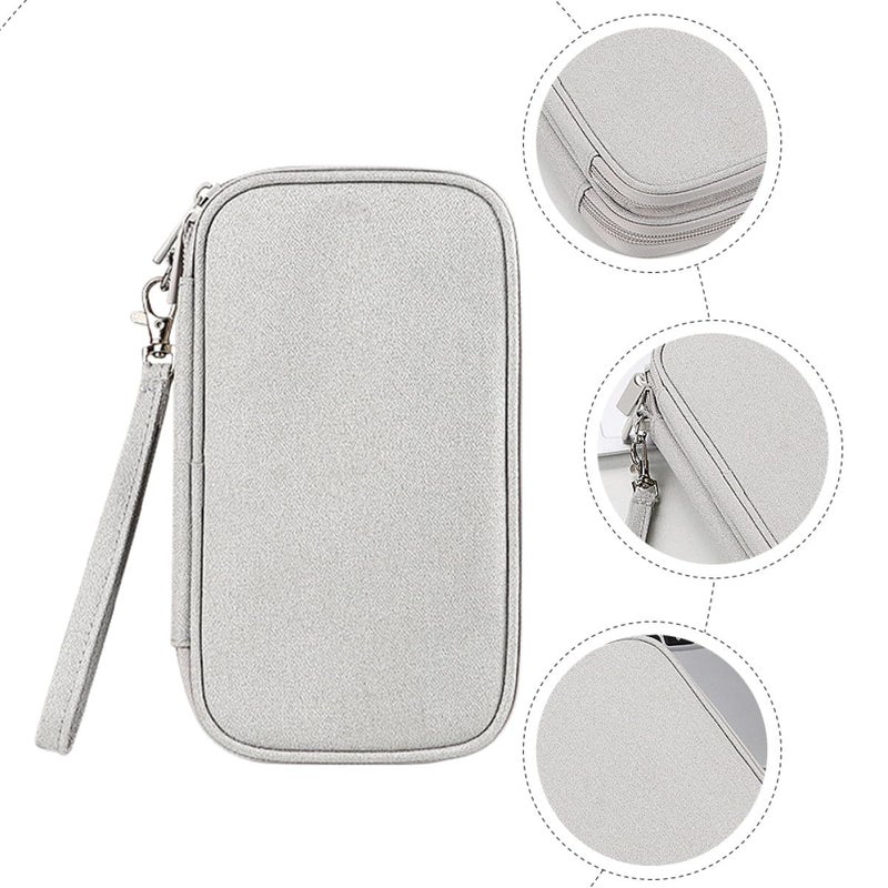 Medium Gray Anti Dust Cable Organizer Bag Portable Multi Section Cord Storage Case - Image 4