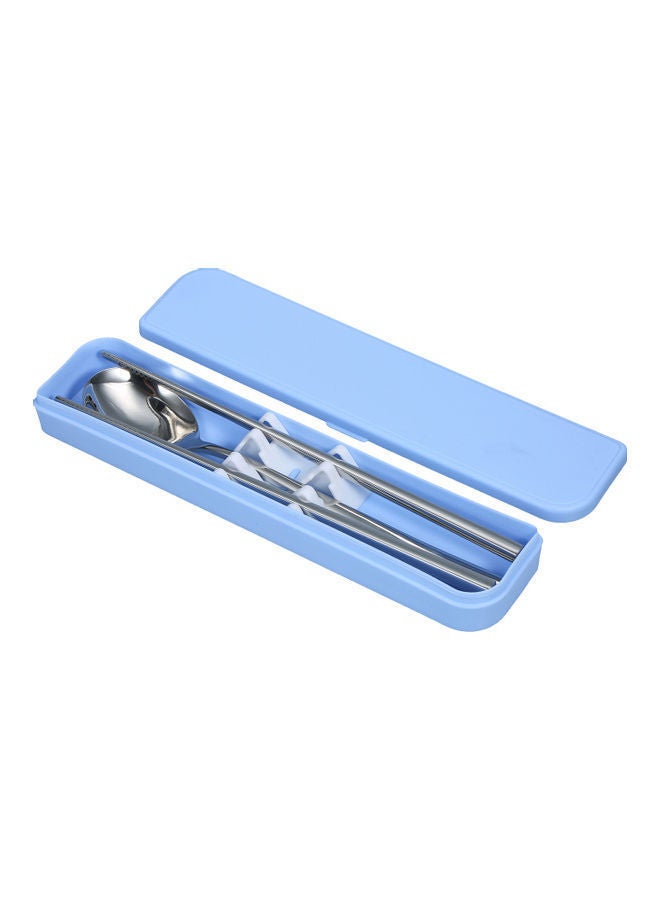 NIBEMINENT Stainless Steel Chop Stick Spoon With Case Silver 22.5x2.8x5cm - Image 1
