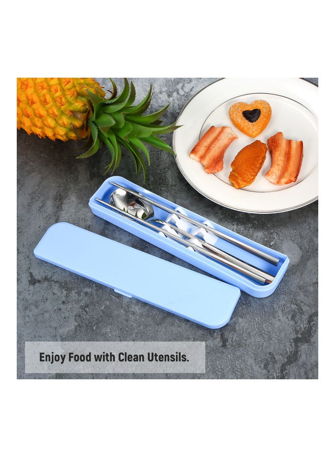 NIBEMINENT Stainless Steel Chop Stick Spoon With Case Silver 22.5x2.8x5cm - Image 2