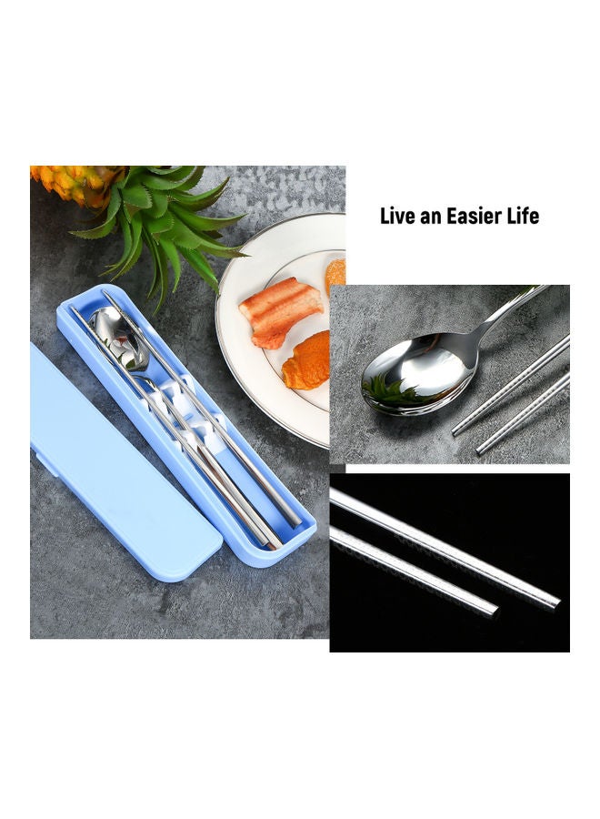 NIBEMINENT Stainless Steel Chop Stick Spoon With Case Silver 22.5x2.8x5cm - Image 3