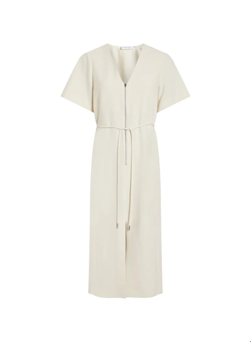 open lace back dress Soft White Polyester Twill