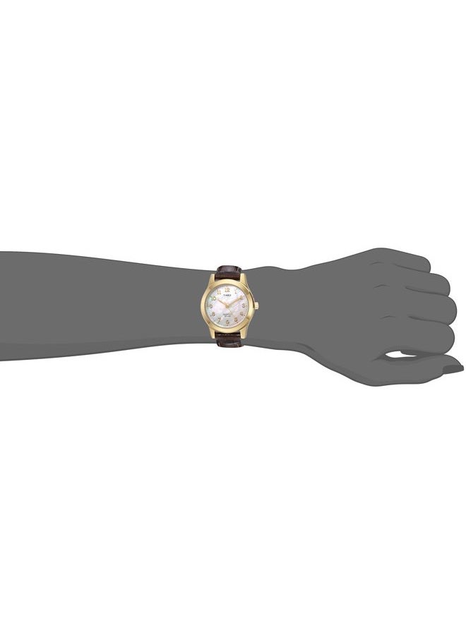 TIMEX Women's Essex Avenue 25mm Watch, Brown/Gold/MOP, One Size, 25 mm Easy Reader® Leather Strap Watch - Image 2