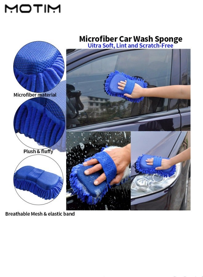 Motim 7 Pieces Car Wash Cleaning Kit with Bag, Car Wash Sponge, Wash Mitt, Car Window Brush, Car Detailing Brush Kit for Car Interior & Exterior Cleaning, Multi Purpose Car Care Cleaning - Image 5