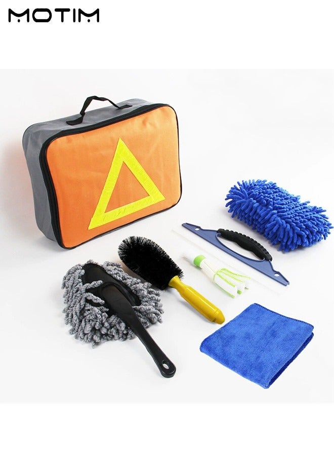 موتيم مجموعة أدوات تنظيف السيارات المكونة من 7 قطع، مجموعة أدوات تنظيف السيارات بالتفصيل، مجموعة فرشاة السيارات، بما في ذلك إسفنجة غسيل السيارات، قفاز الغسيل، مجموعة فرشاة نوافذ السيارات لتنظيف السيارات من الداخل والخارج - Image 3