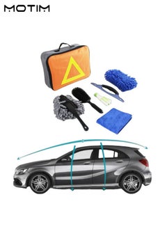 Motim 7 Pieces Car Care Kit, Car Cleaning Detailing Kit with Bag, Car Wash Sponge, Wash Mitt, Car Window Cleaner, Car Wash Cleaning Kit for Car Bike Home Multi Purpose Cleaning  - Image 1