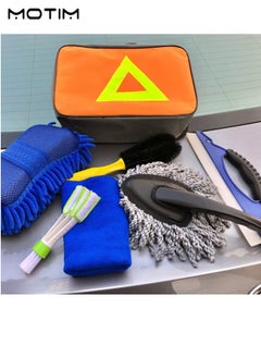 Motim 7 Pieces Car Care Kit, Car Cleaning Detailing Kit with Bag, Car Wash Sponge, Wash Mitt, Car Window Cleaner, Car Wash Cleaning Kit for Car Bike Home Multi Purpose Cleaning  - Image 4