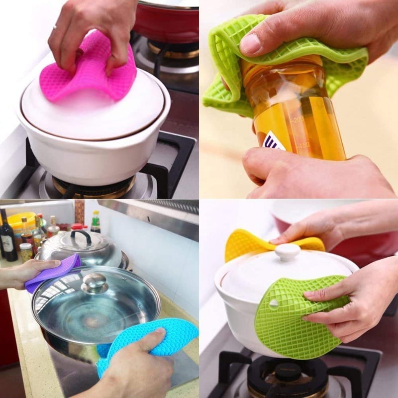 DYRROTH DYRROTH Silicone Pot Holder and Oven Mitts, Multipurpose Non-Slip Insulation Honeycomb Rubber Hot Pads Trivet, Heat Resistant Anti Slip Place Mat for Home Use(4 Packs)  - Image 4