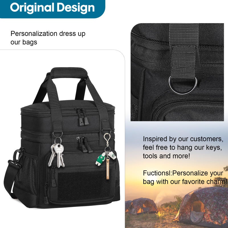 GLENKEY Double Deck Insulated Lunch Box, Expandable Large Lunch Bag Leakproof Cooler Bag Lunch Pail for Men Women Adults Work Shifts Travel Daytrip, Black - Image 4