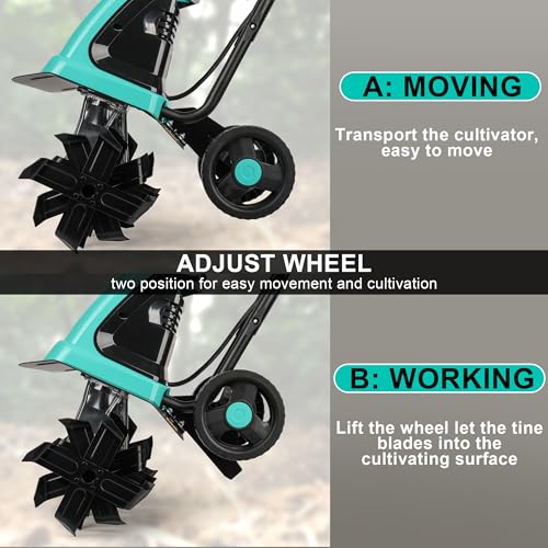 IncwBo Tiller Cultivator 17 inch 15 Amp 6 Steel Tines Tillers for Gardening Electric Rototiller for Garden Yard - Image 4