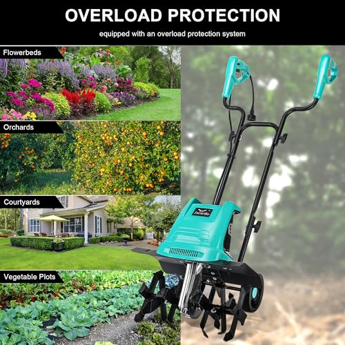 IncwBo Tiller Cultivator 17 inch 15 Amp 6 Steel Tines Tillers for Gardening Electric Rototiller for Garden Yard - Image 5