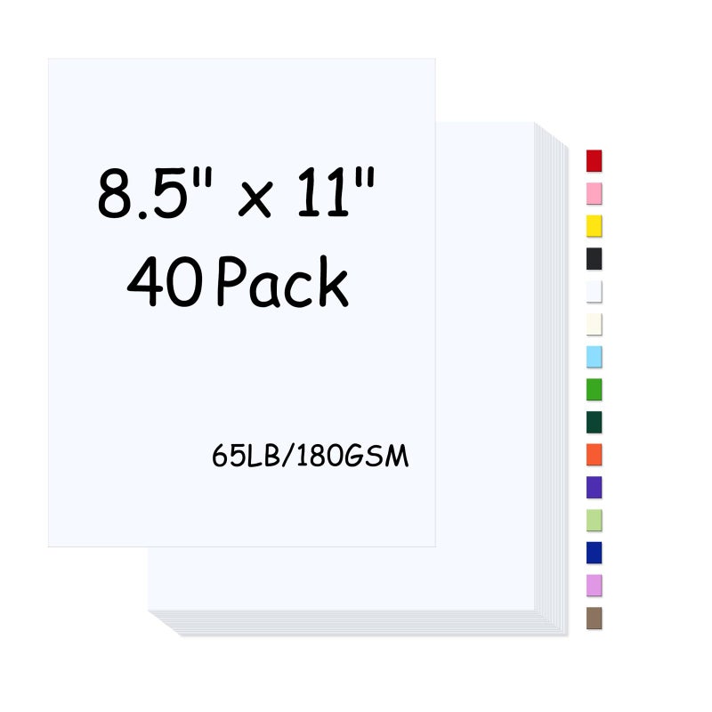 FLIPPED White Cardstock 8.5 x 11,65Lb Cover Card Stock Paper,180gsm Cover Cardstock for Printer,Copy Card Stock Paper for Printing, Invitations,Gift tags,Christmas Card (White,40 Sheets) - Image 1