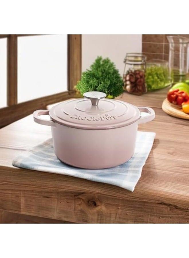 Crock-Pot وعاء طهي هولندي دائري من الحديد الزهر المينا، 7 لتر، وردي فاتح - Image 2