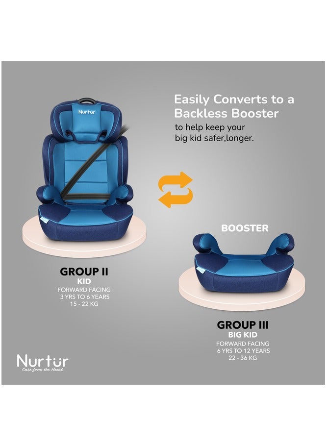 Nurtur Jupiter Kids 3in1 Car Seat Booster Seat Adjustable Backrest Extra Protection 5Point Safety Harness 9 months to 12 years Upto 36kg Official Product - Image 3