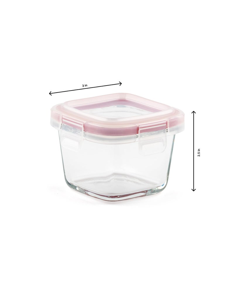 DUBBLIN Lock Me Up Glass Heat Resistant Borosilicate Glass Container Set of 3, 160ml - Square, Clear | Oven, Freezer & Microwave Safe Storage Solution (3 Piece) - Image 3