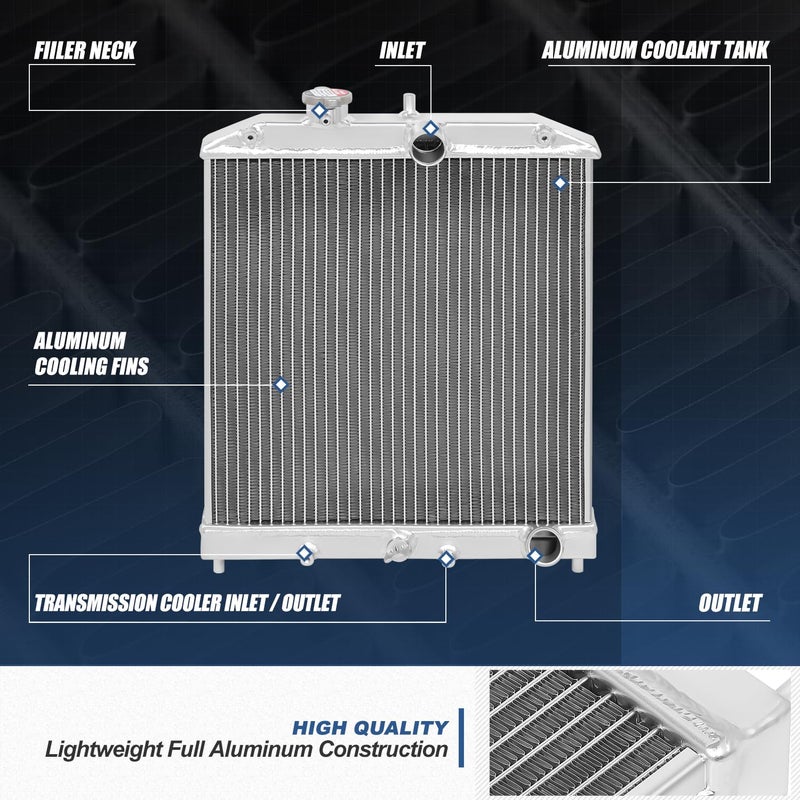 Auto Dynasty Auto Dynasty Full Aluminum 2-Row 42mm Cooling Radiator Compatible with Civic 92-00 | Del Sol 93-97 | Integra 94-01, Manual Transmission Models Only, EJ EK EG DB DC  - Image 2