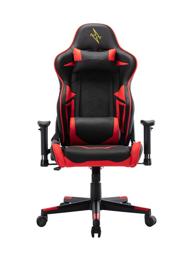 بليتزد كرسي ألعاب مريح للغاية بتصميم هندسي مع وسادة لمسند الرأس ووسادة لأسفل الظهر ومسند قدم قابل للسحب أسود/أحمر 84x65.5x29سم - Image 1