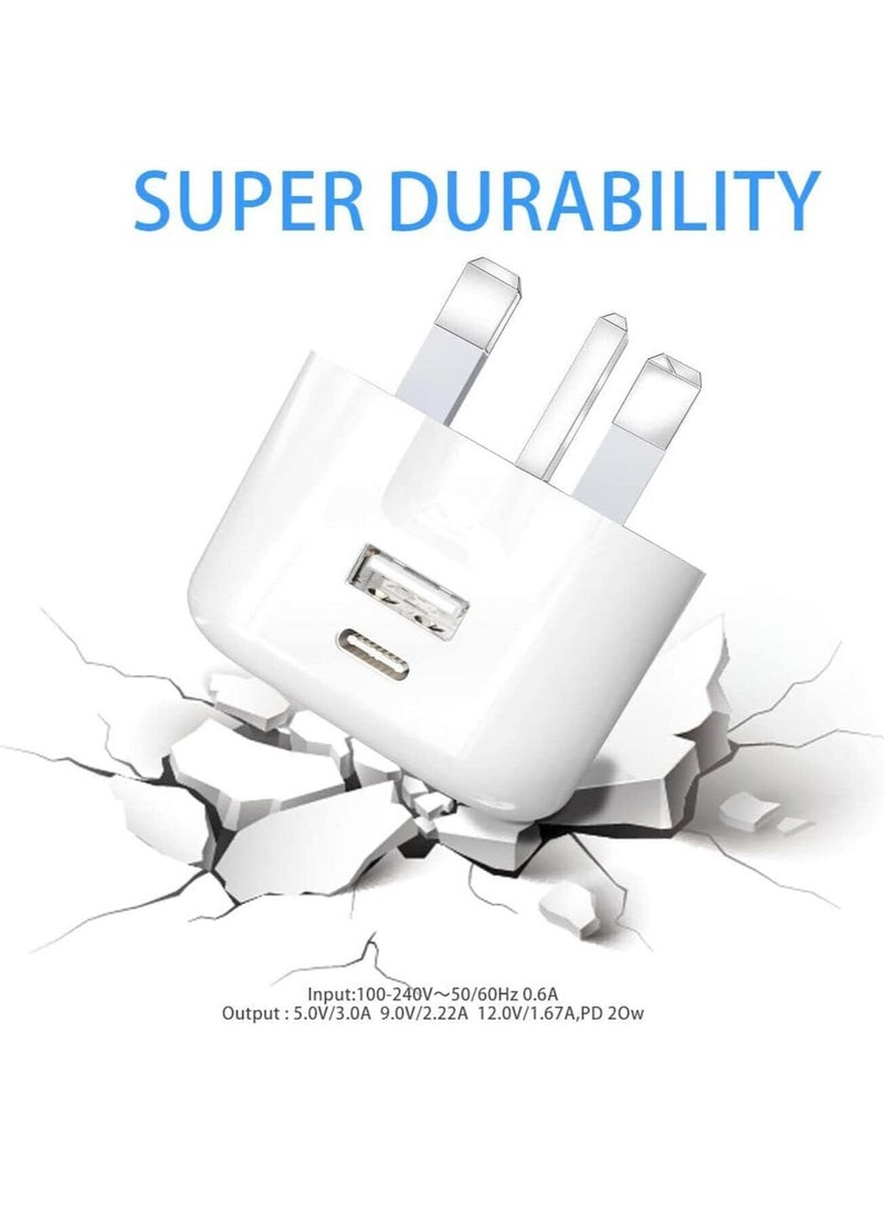 ELTRAZONE - Galaxy A04 / A04s / A04 Core USB C Charger Plug 20W Dual Port USB C Fast Charger PD&QC 3.0 USB C Charging Plug Power Delivery Wall Adapter For Samsung Galaxy A04 / A04S / A04 Core (WHITE) - Image 1