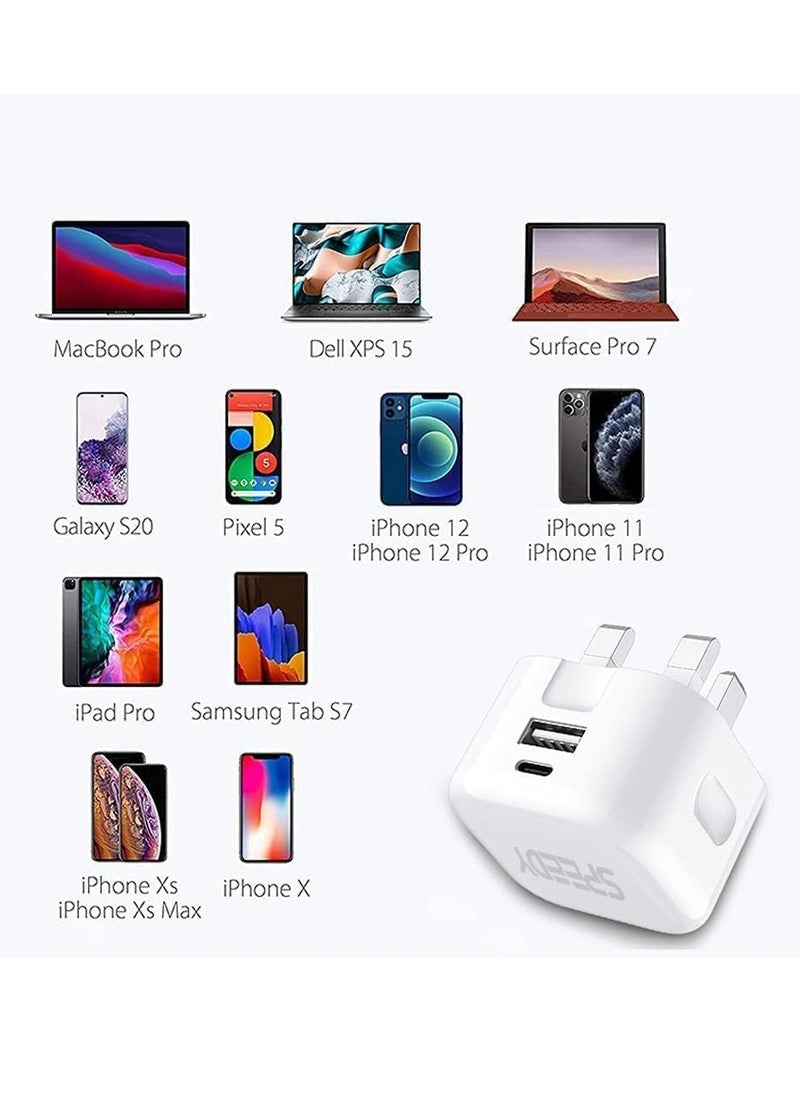ELTRAZONE - Galaxy A04 / A04s / A04 Core USB C Charger Plug 20W Dual Port USB C Fast Charger PD&QC 3.0 USB C Charging Plug Power Delivery Wall Adapter For Samsung Galaxy A04 / A04S / A04 Core (WHITE) - Image 1
