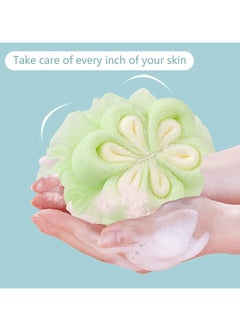 NIBEMINENT Bath Shower Sponge Loofahs, Loofahs Scrub Flower Shape Loofah Body Exfoliating Ball Mesh Poufs for Adult and Children 4 Pcs  - Image 2