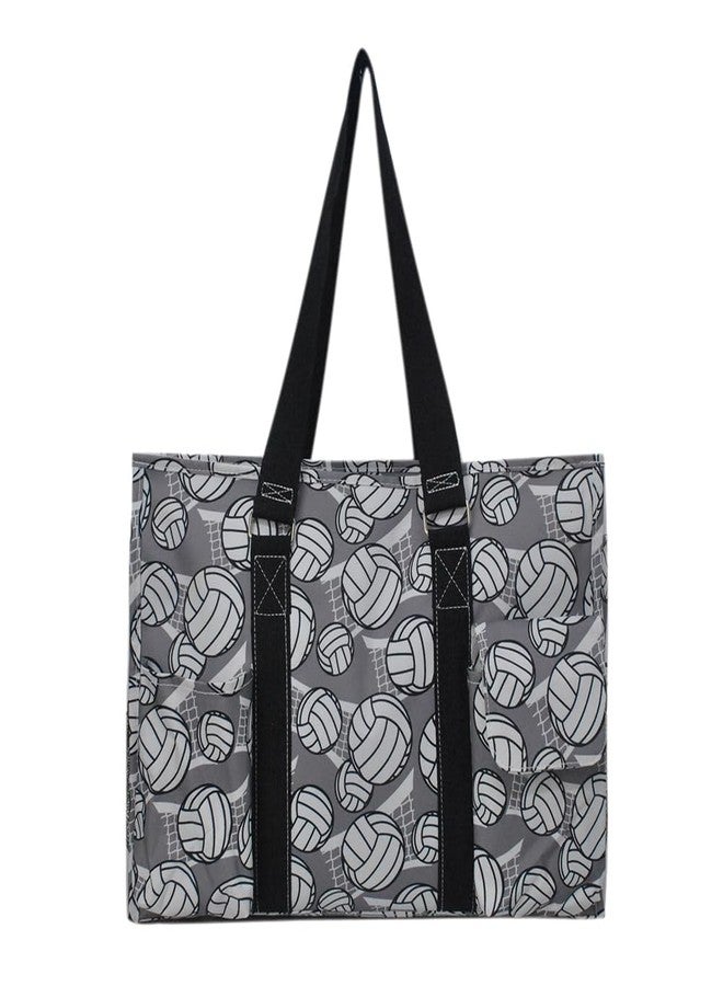NGIL Zip-Top Tote Bag with Exterior Pockets for Working Women, Nurses, and Moms, Design in USA (Volleyball-Black) - Image 2