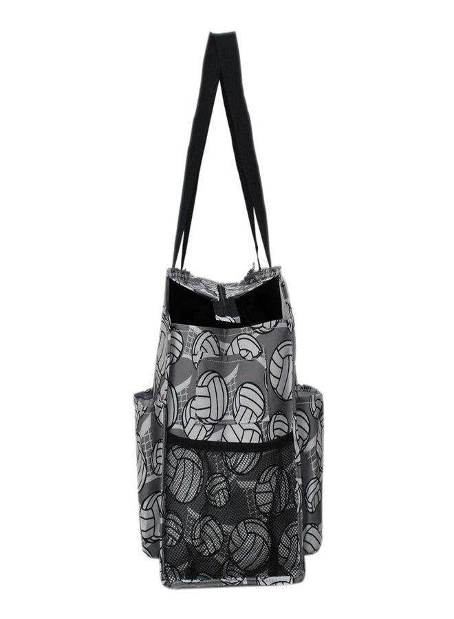 NGIL Zip-Top Tote Bag with Exterior Pockets for Working Women, Nurses, and Moms, Design in USA (Volleyball-Black) - Image 3