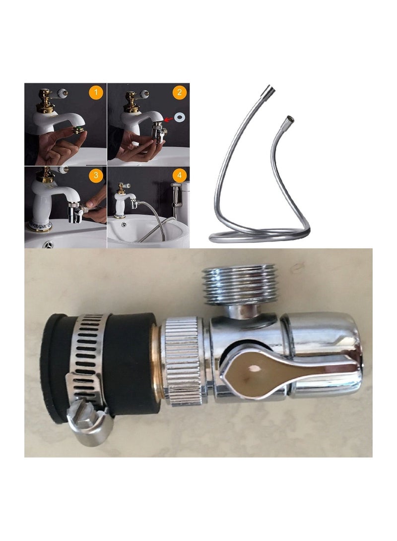 100% شطاف حمام مكون من 2 محبس زاوية و 2 خرطوم و محول قنطرة و تيفلون كود SHAMS6002 - Image 2