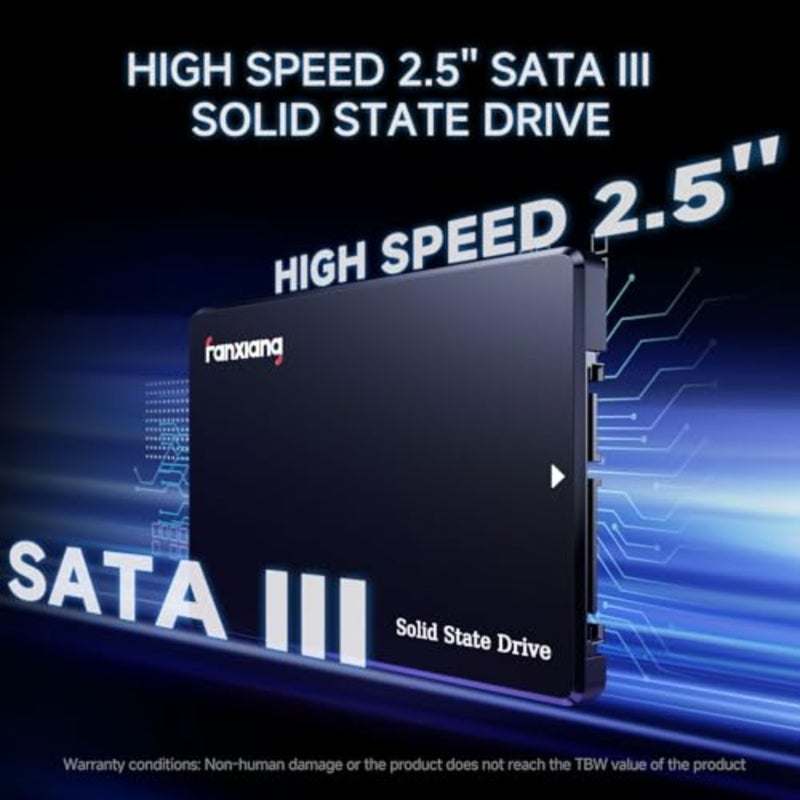 تطبيق SSD داخلي للكمبيوتر المحمول والكمبيوتر الشخصي، 3D NAND مع ذاكرة تخزين مؤقت SLC، أسود، سرعة قراءة تصل إلى 530 ميجابايت/ثانية، سمك 7 مم، واجهة SATA III 6 جيجابايت/ثانية - Image 2