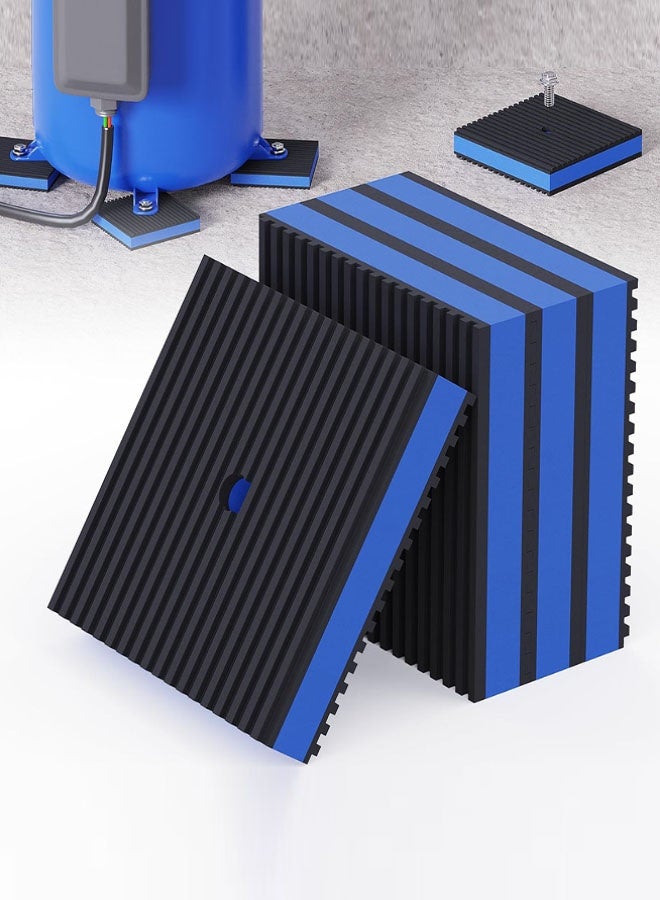 4 Pcs Anti Vibration Pads, 4"× 4"×0.8" Vibration Isolator Pads, Mechanical Vibration Damping Pads, Heavy Duty Rubber Isolation Pads, Pre-Drill Hole Vibration Isolator Pad for Air Compressors, Washing Machine, Conditioners, Treadmills - Image 1