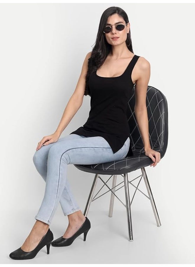 Aimly Women's Regular Fit Sleeveless Cotton Camisole Slip Spaghetti Combo Pack of 3, Contains 2 Black and 1 Beige Color - Image 3